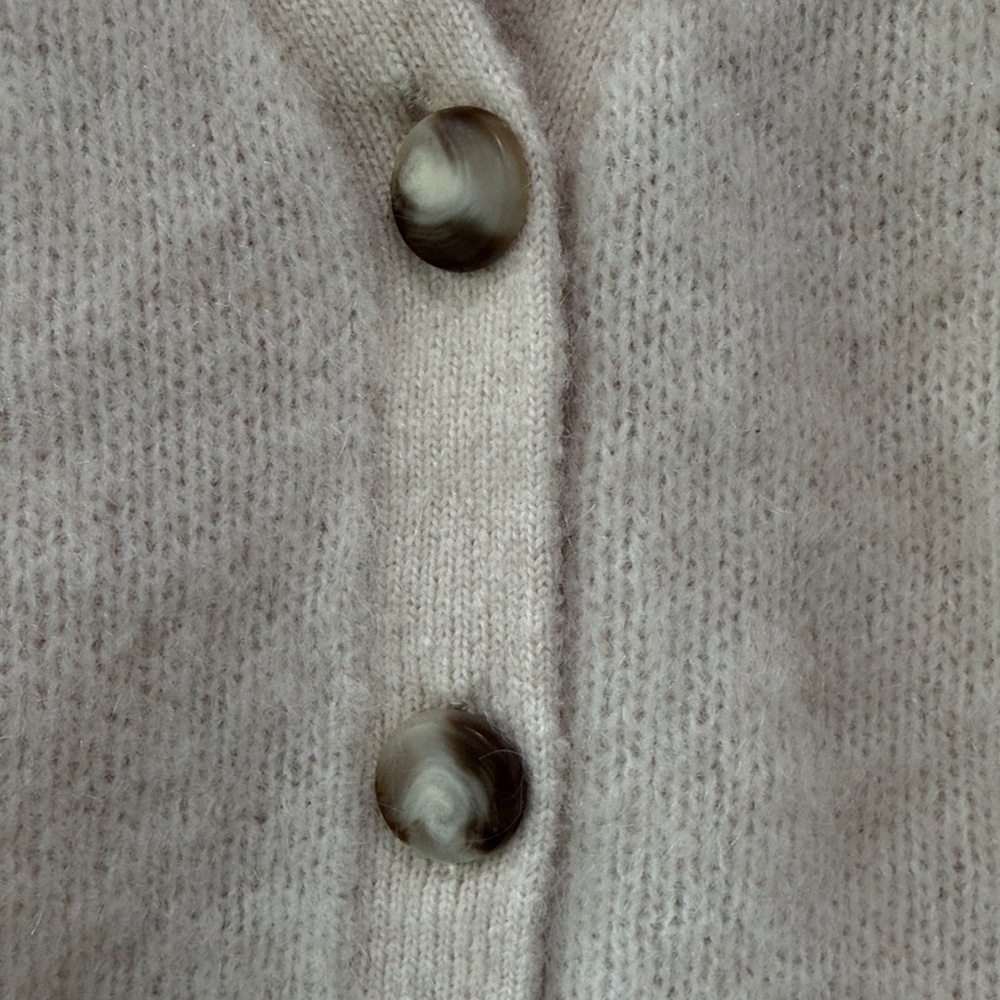 Sezane Women's Mia Natural Beige Wool Kid Mohair Comfy Cardigan Button Front XS - Picture 5 of 8